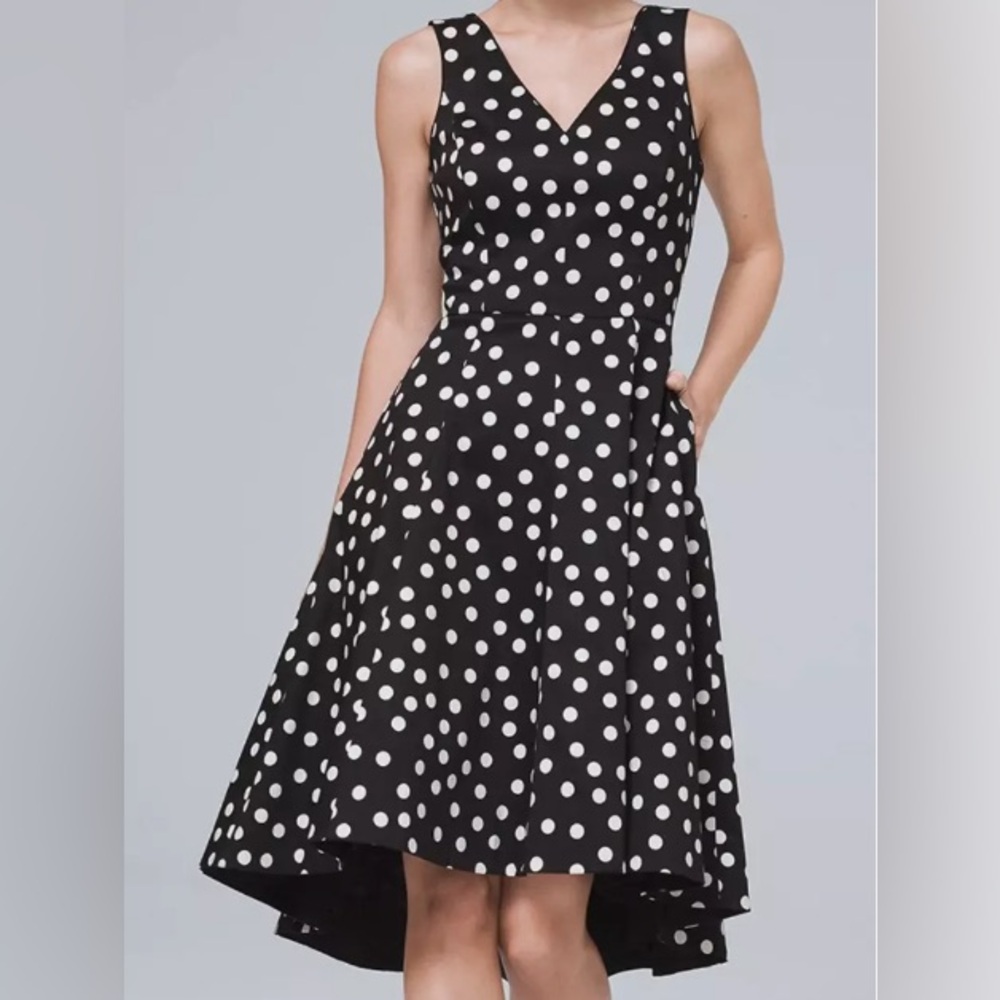🖤🤍 White House Black Market Cotton Sateen Polka Dot Dress 🤍🖤